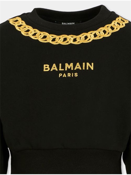 Felpa, bambina, logata. BALMAIN | BX4C10 Z3183536OR